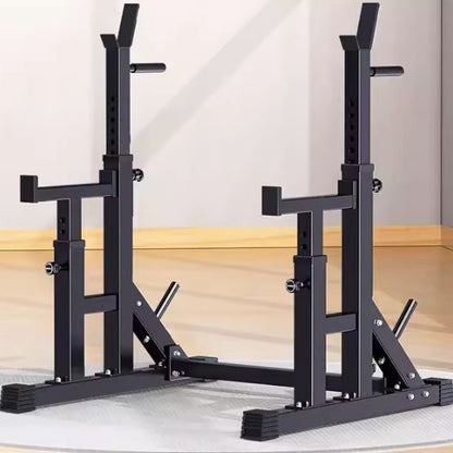 Adjustable Squat & Bench Press Rack – Heavy-Duty Steel with Spotters & Dip Bars – Multi-Function Home Gym Equipment