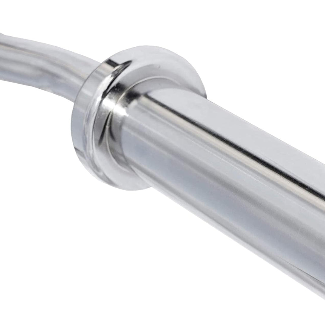 Close-up of the EZ curl bar's 2-inch Olympic sleeve