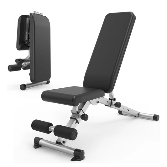 Essential Adjustable Weight Bench – Foldable Incline/Decline/Flat Bench with Quick Lock System, 250kg Capacity, Thick Padding for Full Body Strength Training at Home Gym