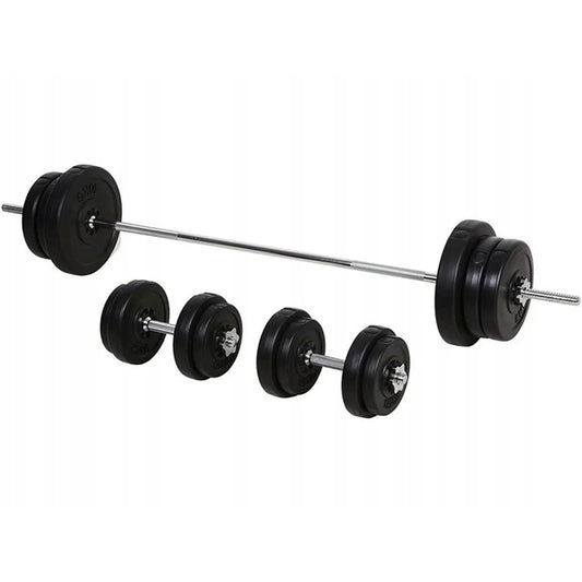 65kg Chrome Adjustable Dumbbell & Barbell Set – 2-in-1 Free Weights with 170cm Bar, Spinning Collars & Plastic-Coated Plates for Strength Training Home Gym