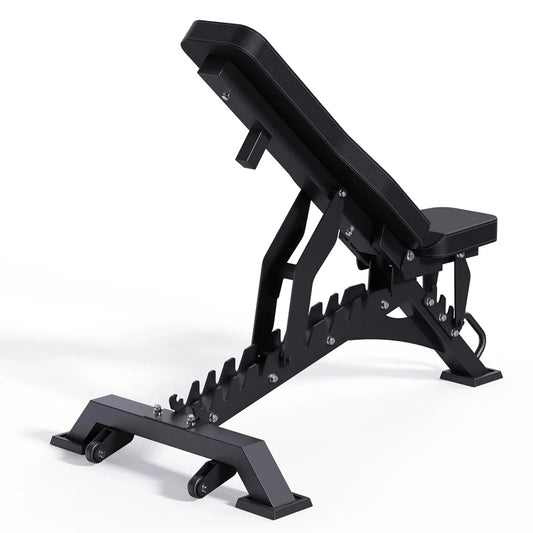 Tri Leg Commercial Weight Bench – Fully Adjustable Flat, Incline, Decline FID Bench with Nonslip Cushions, 1300lbs Capacity Heavy-Duty Utility Bench for Full Body Gym Training