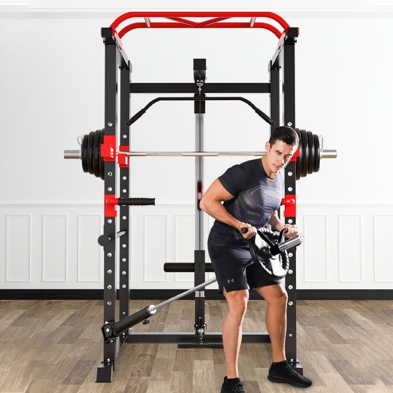 Professional Power Cage with Pulley System – Adjustable Rack with Lat Pulldown, Spotters & Multi-Grip Pull-Up Bar for Home Gym"