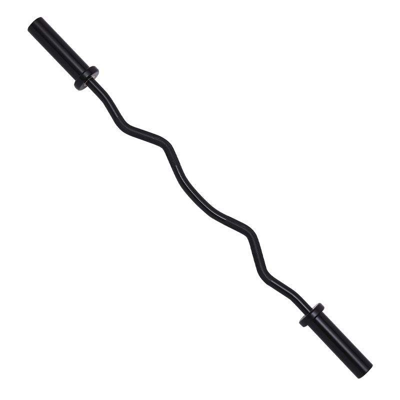 Olympic EZ Curl Barbell Bar 47", Steel Weight Bar for 2-Inch Plates, Non-Slip Grip, Includes 2 Spring Collars – Ideal for Biceps, Triceps, Press & Deadlift
