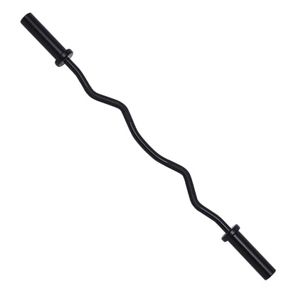 Olympic EZ Curl Barbell Bar 47", Steel Weight Bar for 2-Inch Plates, Non-Slip Grip, Includes 2 Spring Collars – Ideal for Biceps, Triceps, Press & Deadlift