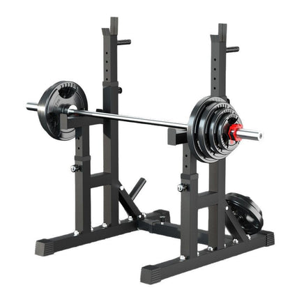 Adjustable Squat & Bench Press Rack – Heavy-Duty Steel with Spotters & Dip Bars – Multi-Function Home Gym Equipment