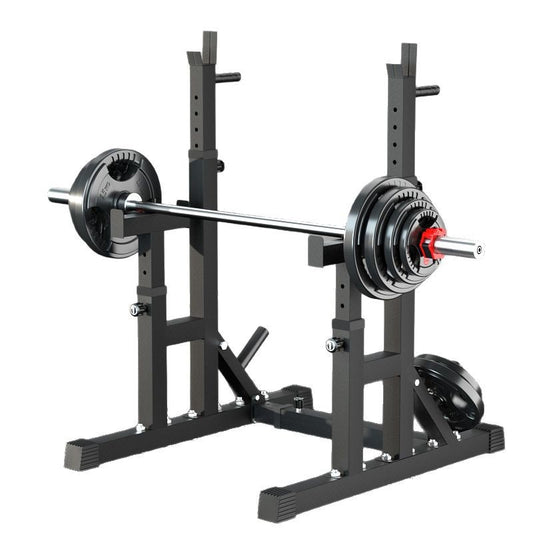 Adjustable Squat & Bench Press Rack – Heavy-Duty Steel with Spotters & Dip Bars – Multi-Function Home Gym Equipment