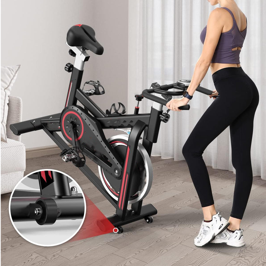 Premium Indoor Cycling Bike with LCD Display, Belt Drive, Adjustable Resistance, Ergonomic Seat & Handlebars – Quiet Stationary Bike for Home Cardio & Fitness Tracking