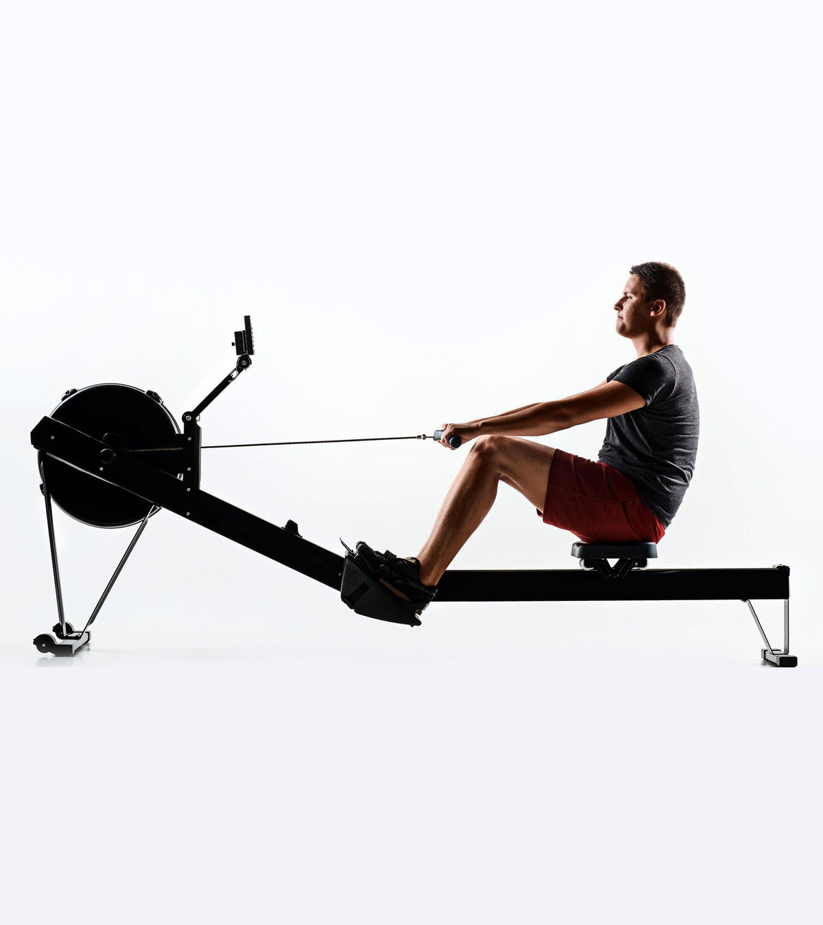 Rowing Machine for Home Use – 10-Level Adjustable Air Resistance Rower with Ergonomic Seat, Aluminum Slide Rail & LCD Display for Cardio & Full-Body Training