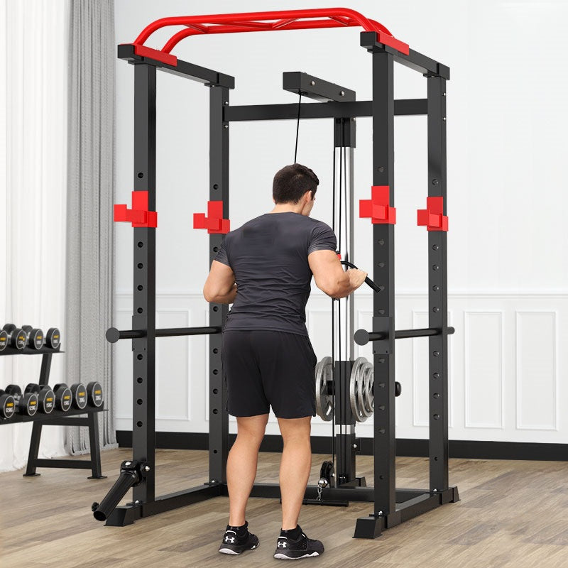 Professional Power Cage with Pulley System – Adjustable Rack with Lat Pulldown, Spotters & Multi-Grip Pull-Up Bar for Home Gym"
