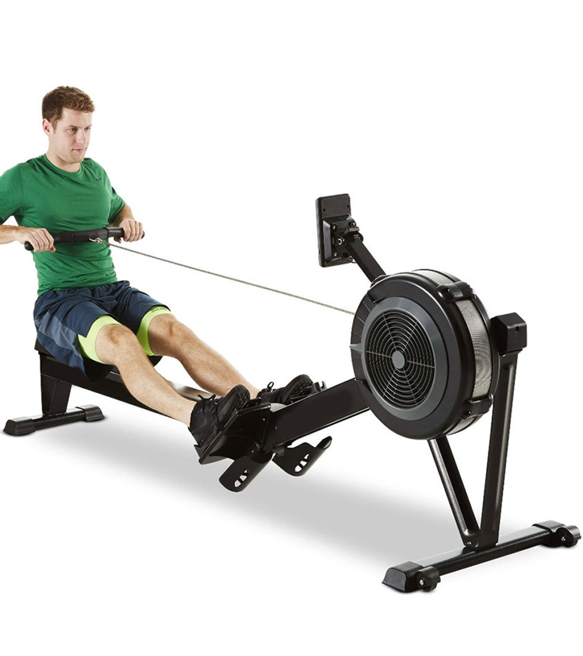 Rowing Machine for Home Use – 10-Level Adjustable Air Resistance Rower with Ergonomic Seat, Aluminum Slide Rail & LCD Display for Cardio & Full-Body Training