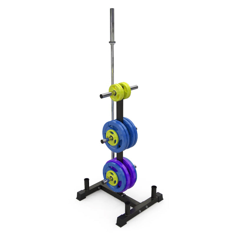 3-Tier Weight Tree & Bar Stand – Olympic Plate Rack with Barbell Holder – 200kg Capacity, Steel Frame, Scratch-Resistant Design