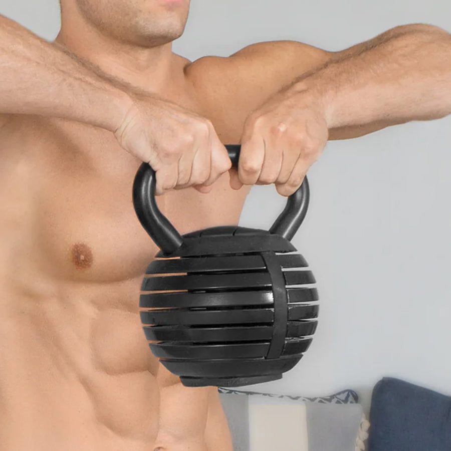7-in-1 Adjustable Kettlebell Set (3.4kg–18kg) – Quick-Lock Cast Iron Weights – Space-Saving Home Gym Strength System