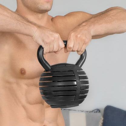7-in-1 Adjustable Kettlebell Set (3.4kg–18kg) – Quick-Lock Cast Iron Weights – Space-Saving Home Gym Strength System
