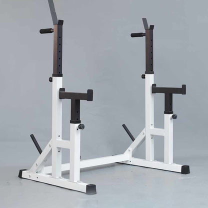 Adjustable Squat & Bench Press Rack – Heavy-Duty Steel with Spotters & Dip Bars – Multi-Function Home Gym Equipment