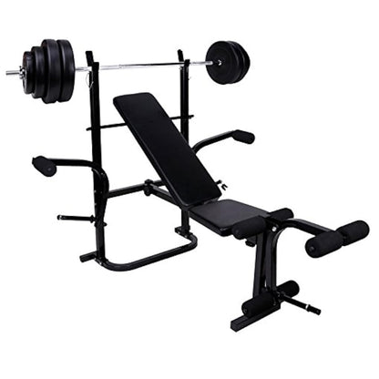 All-in-One Adjustable Multi Bench with Barbell Rack, Butterfly Arms, Leg Extension & Preacher Pad – Full-Body Workout Bench Press Station for Home Gym Strength Training