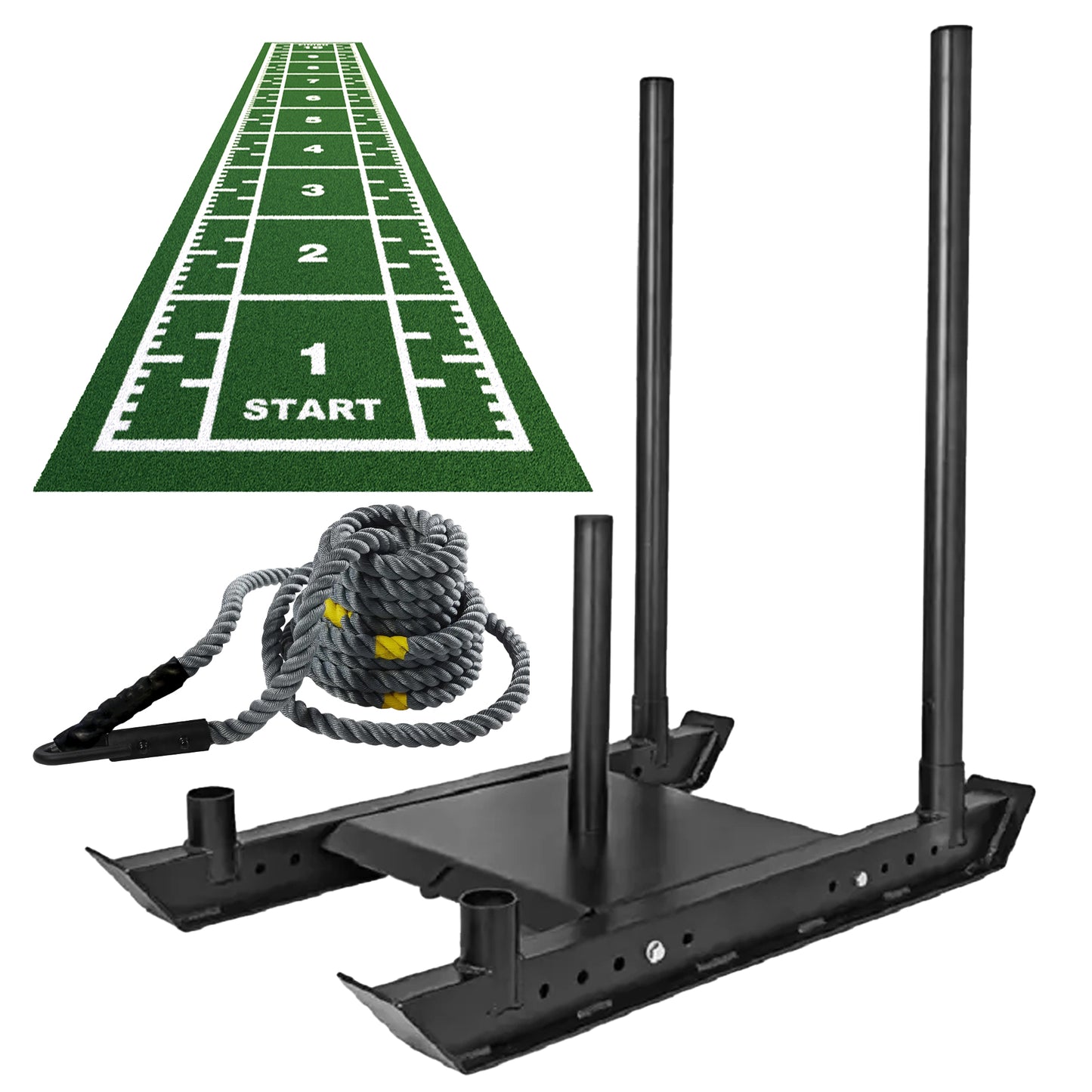 Heavy Duty Push & Pull Sled – Commercial Steel Power Sled for Strength, Speed & Agility Training – Optional Handles, Rope & Sled Mats – Compact Conditioning Equipment