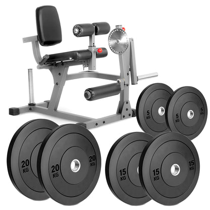 Fitness equipment with weight plates on a white background