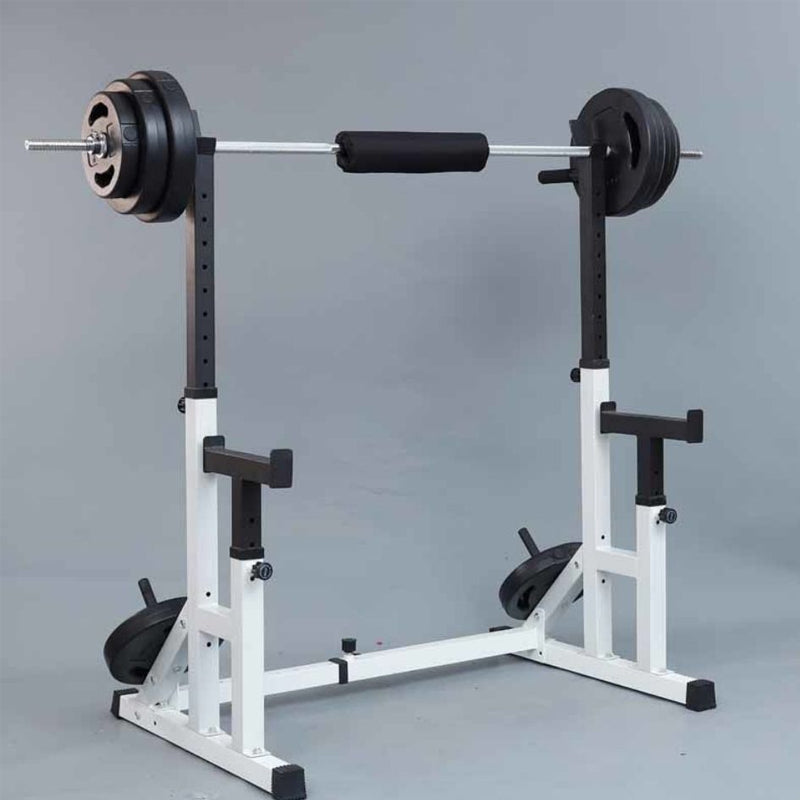 Adjustable Squat & Bench Press Rack – Heavy-Duty Steel with Spotters & Dip Bars – Multi-Function Home Gym Equipment