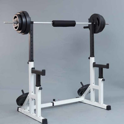 Adjustable Squat & Bench Press Rack – Heavy-Duty Steel with Spotters & Dip Bars – Multi-Function Home Gym Equipment
