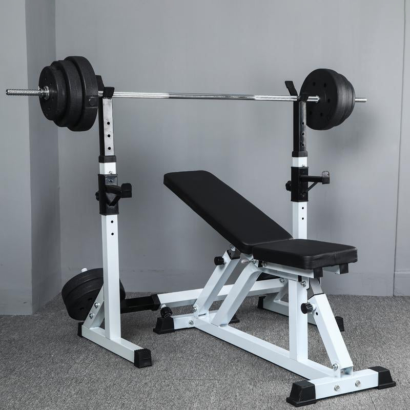 Adjustable Squat & Bench Press Rack – Heavy-Duty Steel with Spotters & Dip Bars – Multi-Function Home Gym Equipment