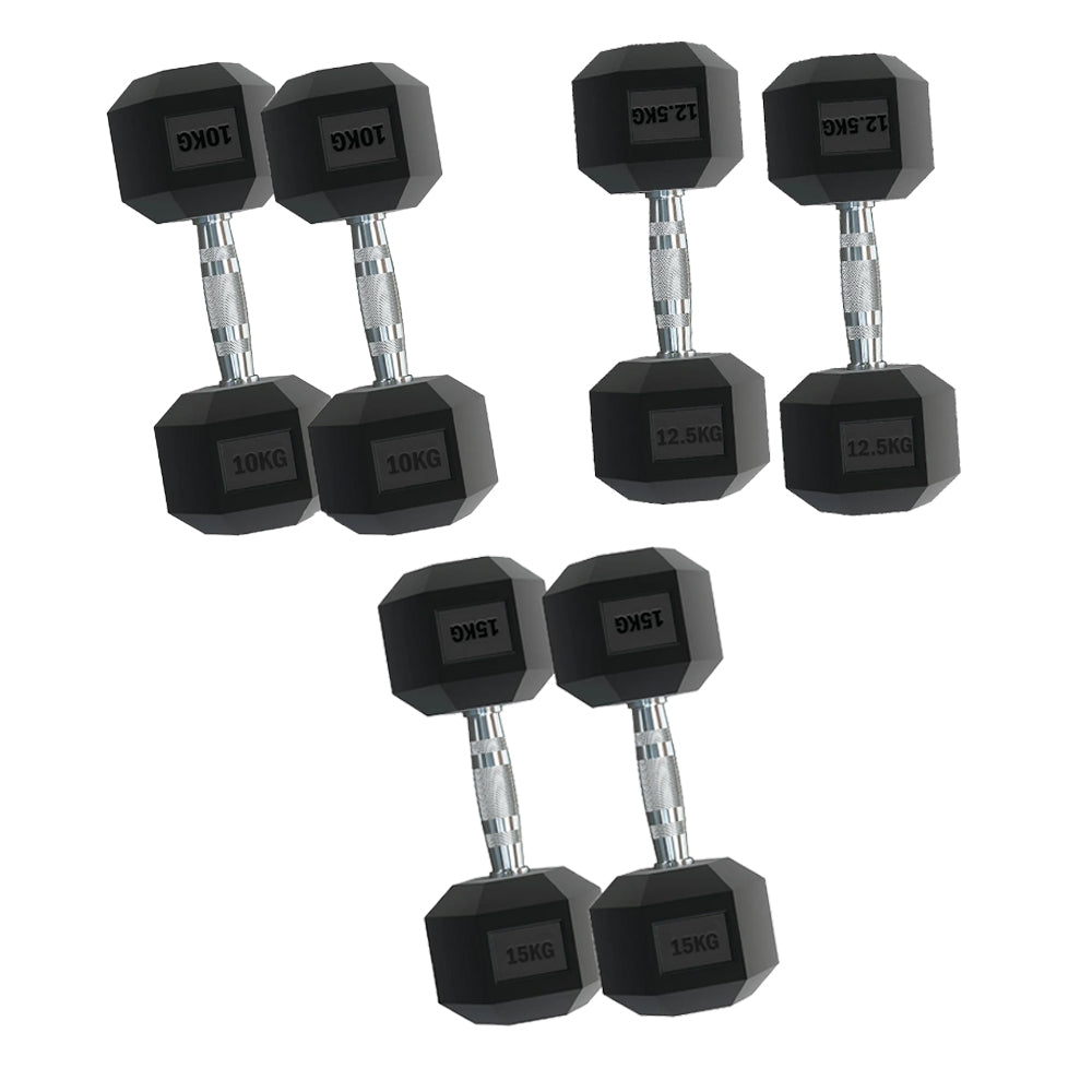 Hex Dumbbell Set with 3-Tier Rack
