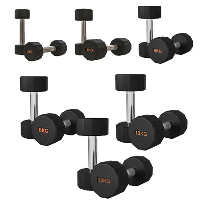 Premium Round Hex Dumbbells - Anti-Roll Design with Knurled Grip and Rubber-Coated Heads - Available in Pairs, and Complete Sets With Optional Rack - Professional Strength Training Equipment