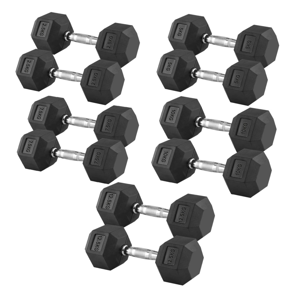 Hex Dumbbell Set with 5-Tier Rack