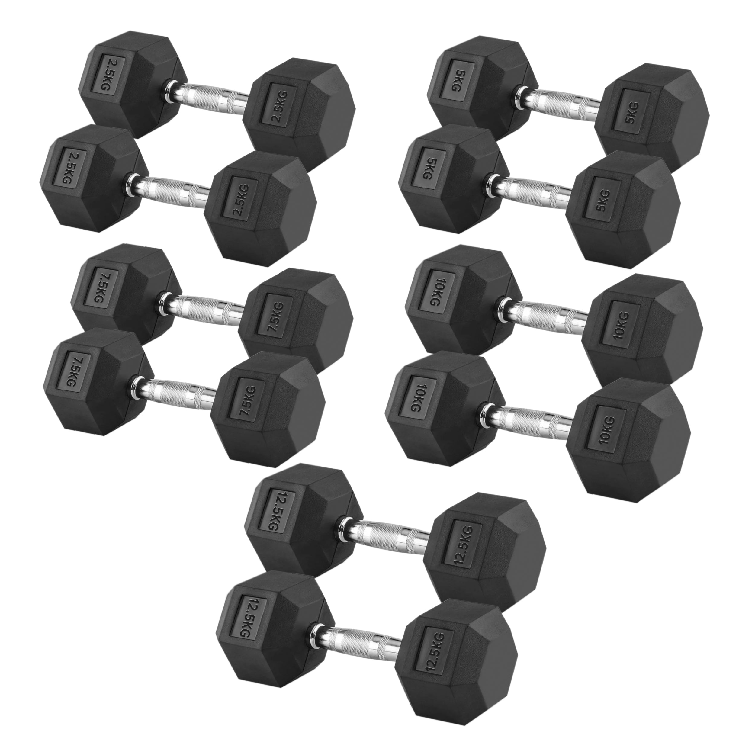 Hex Dumbbell Set with 5-Tier Rack