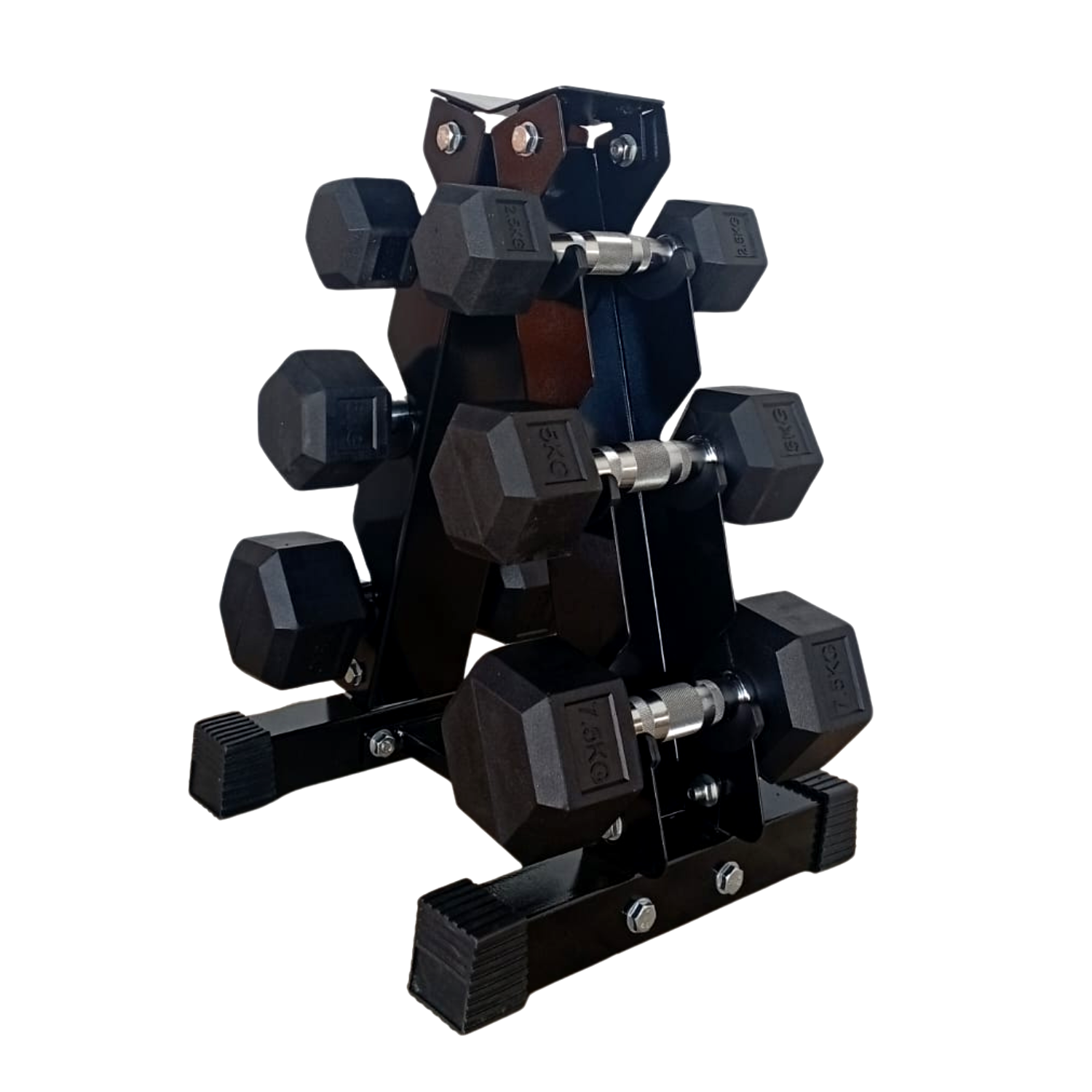 Hex Dumbbell Set with 3-Tier Rack