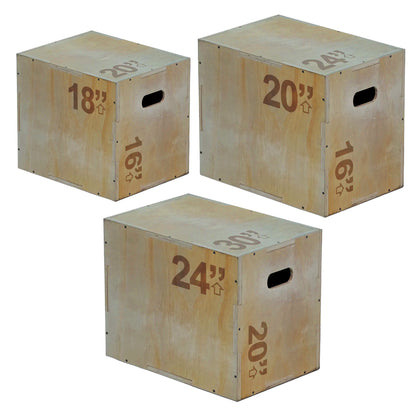 3-in-1 Wooden Plyo Jump Box – Multiple Heights for Box Jumps, Step-Ups & Bodyweight Workouts – Home & Gym Strength Equipment