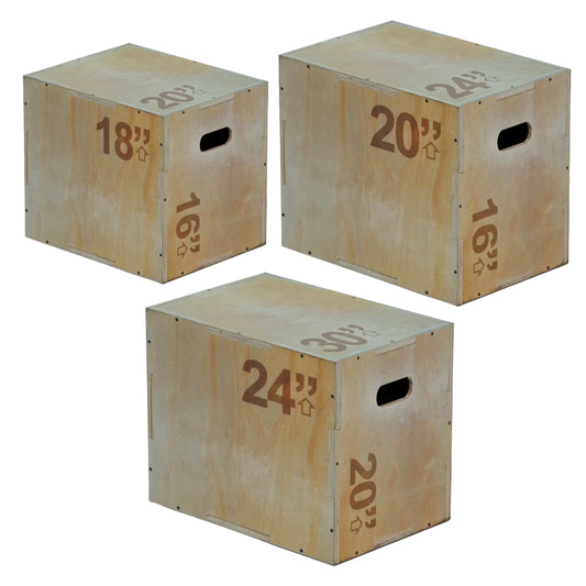 3-in-1 Wooden Plyo Jump Box – Multiple Heights for Box Jumps, Step-Ups & Bodyweight Workouts – Home & Gym Strength Equipment