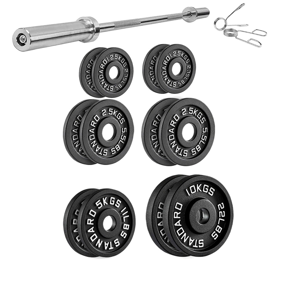 Olympic 2" Cast Iron Weight Plates – Black, 1.25kg to 25kg, Heavy Duty Barbell Discs for Strength Training, Weightlifting, Deadlifts, Home Gym & CrossFit