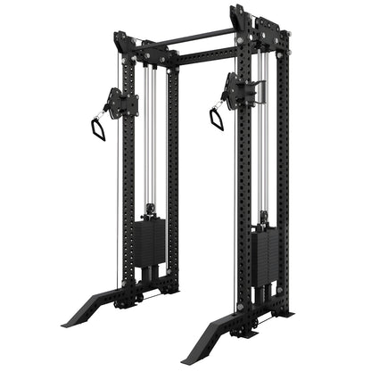 Commercial multi-functional power rack with Smith machine and cable stations