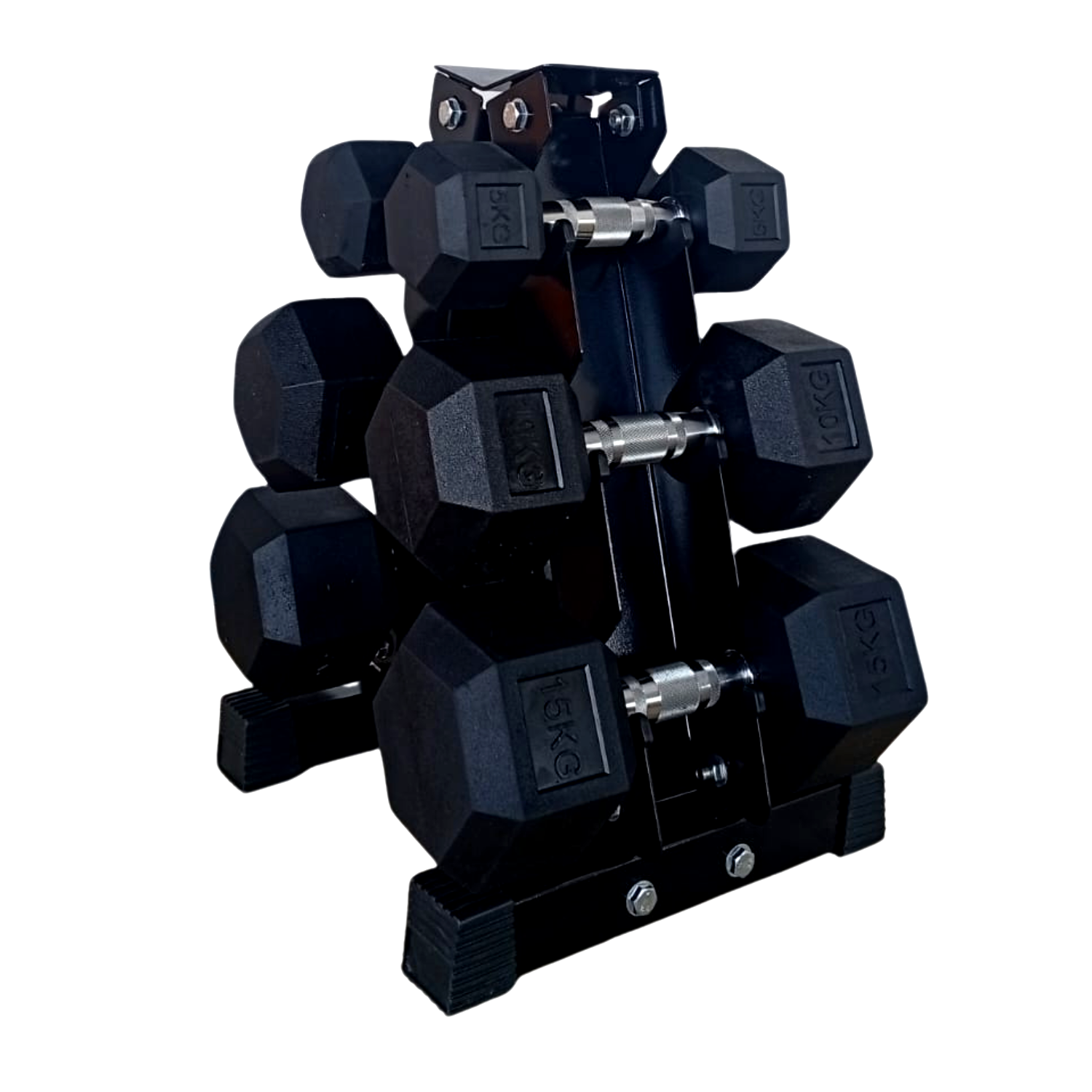 Hex Dumbbell Set with 3-Tier Rack
