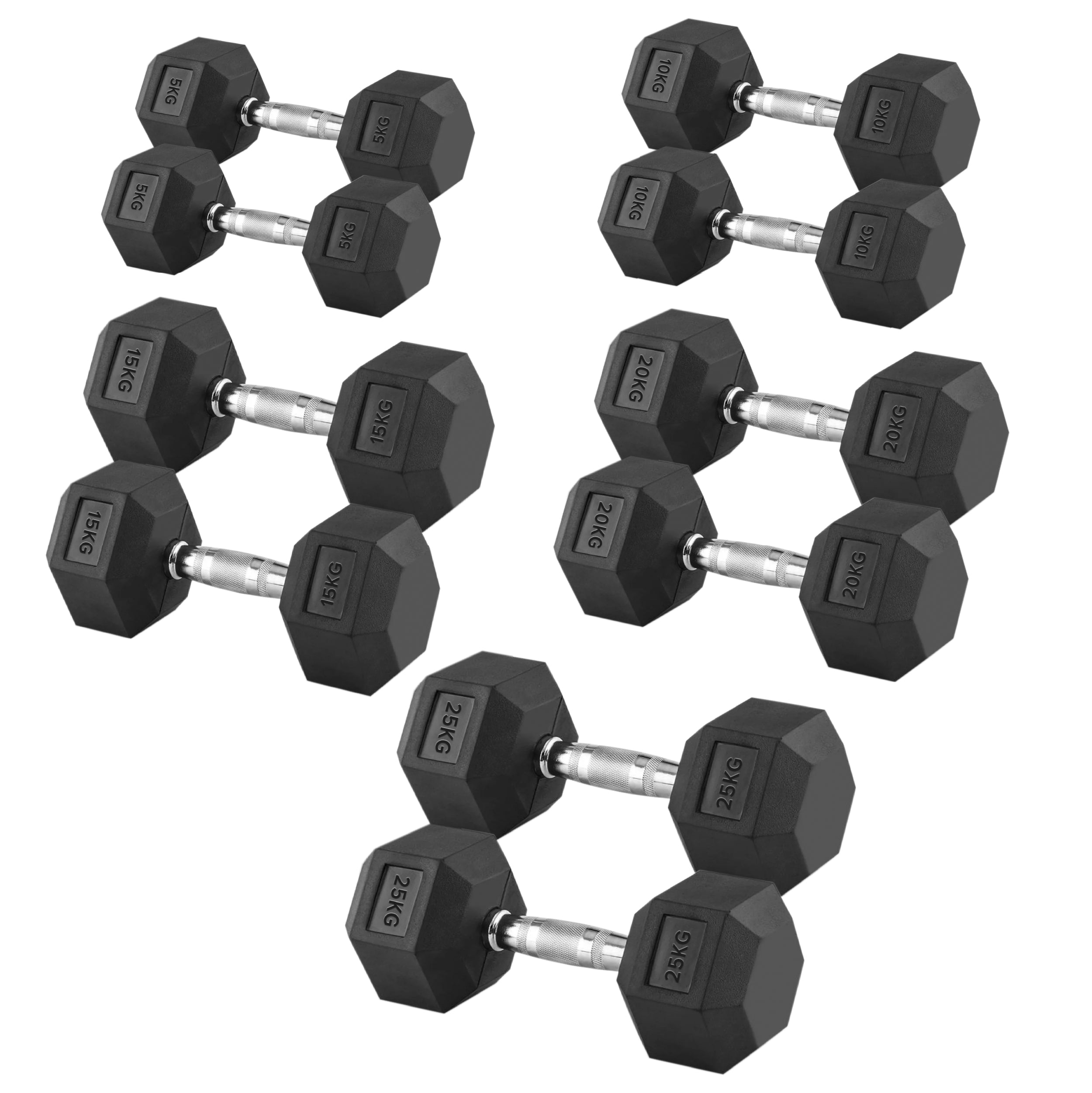 Hex Dumbbell Set with 5-Tier Rack