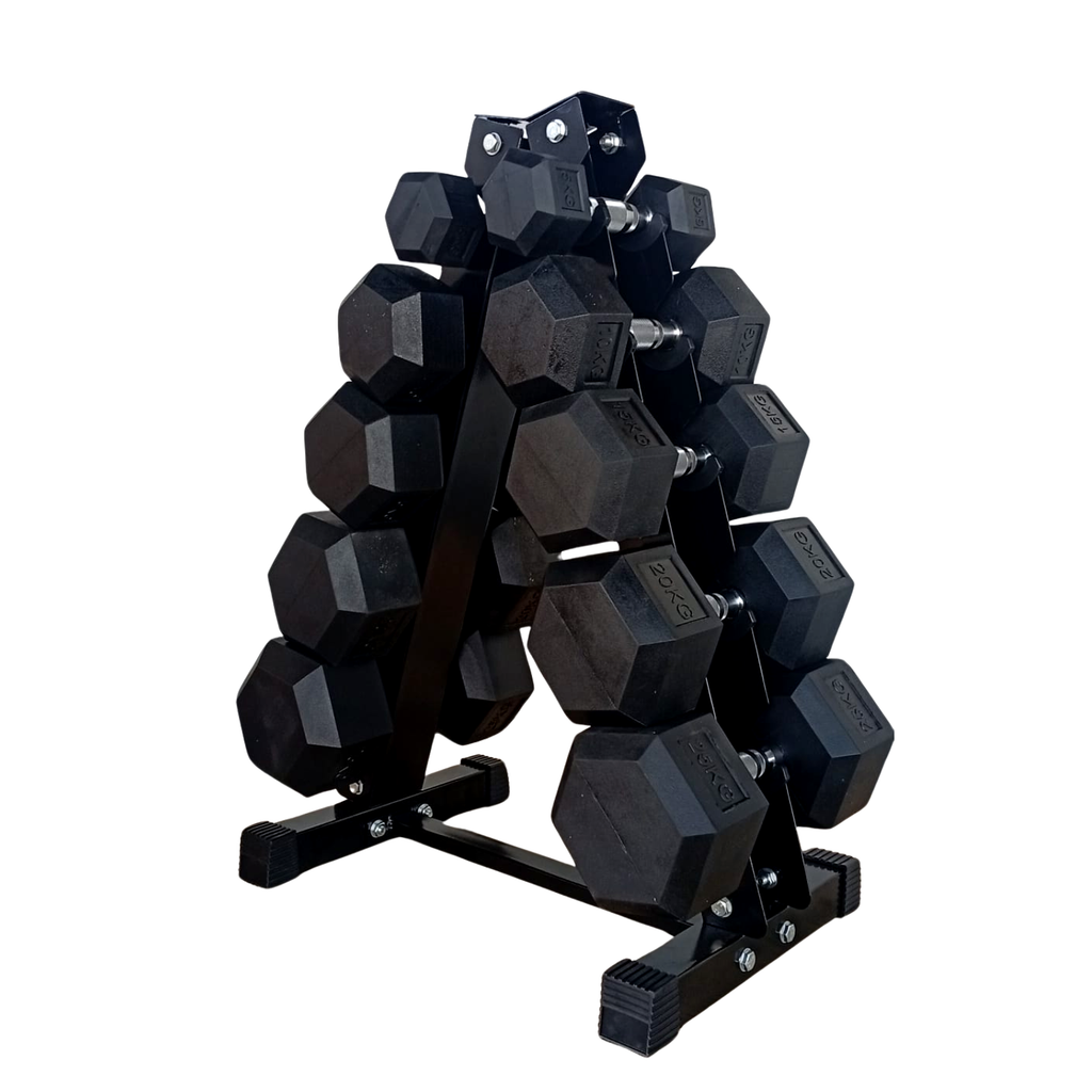 Hex Dumbbell Set with 5-Tier Rack