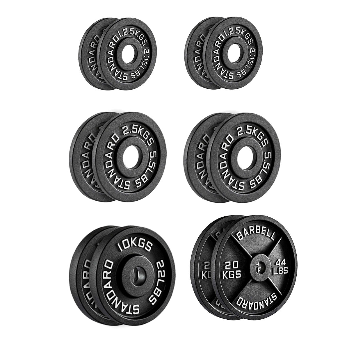 Olympic 2" Cast Iron Weight Plates – Black, 1.25kg to 25kg, Heavy Duty Barbell Discs for Strength Training, Weightlifting, Deadlifts, Home Gym & CrossFit