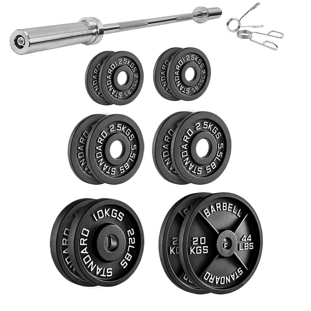 Olympic 2" Cast Iron Weight Plates – Black, 1.25kg to 25kg, Heavy Duty Barbell Discs for Strength Training, Weightlifting, Deadlifts, Home Gym & CrossFit
