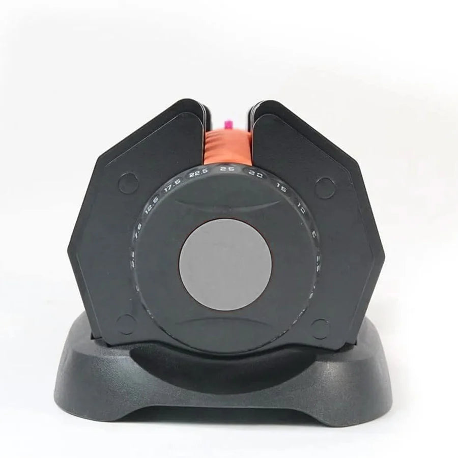 Black and gray tool with a circular component on a white background