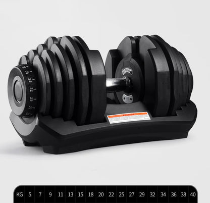 Pair of adjustable dumbbells on a white background