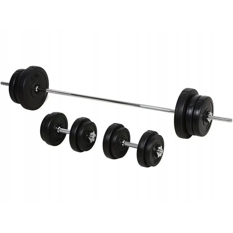 Barbell with weight plates on a white background
