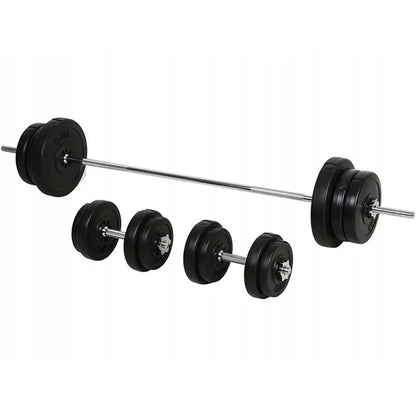 Barbell with weight plates on a white background