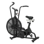 Black exercise bike on a white background