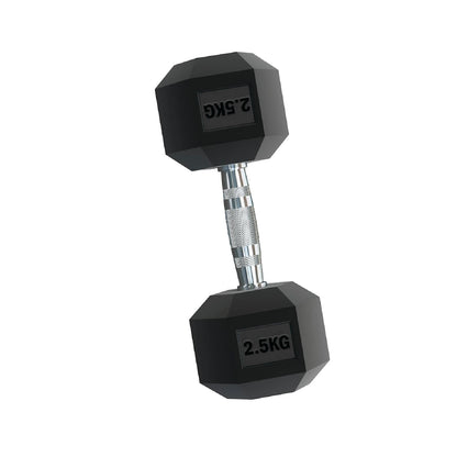 Rubber Hex Dumbbells – Singles, Pairs & Sets | Knurled Chrome Handle Weights for Home Gym & Strength Training