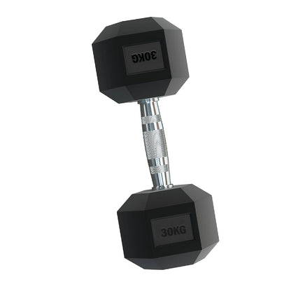 Rubber Hex Dumbbells – Singles, Pairs & Sets | Knurled Chrome Handle Weights for Home Gym & Strength Training