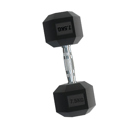 Rubber Hex Dumbbells – Singles, Pairs & Sets | Knurled Chrome Handle Weights for Home Gym & Strength Training