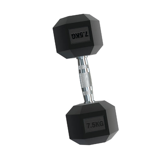 Rubber Hex Dumbbells – Singles, Pairs & Sets | Knurled Chrome Handle Weights for Home Gym & Strength Training