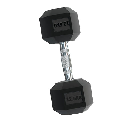 Rubber Hex Dumbbells – Singles, Pairs & Sets | Knurled Chrome Handle Weights for Home Gym & Strength Training