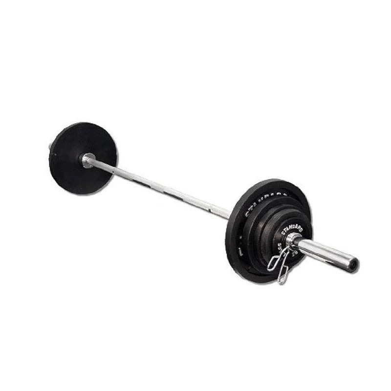 Barbell with weight plates on a white background