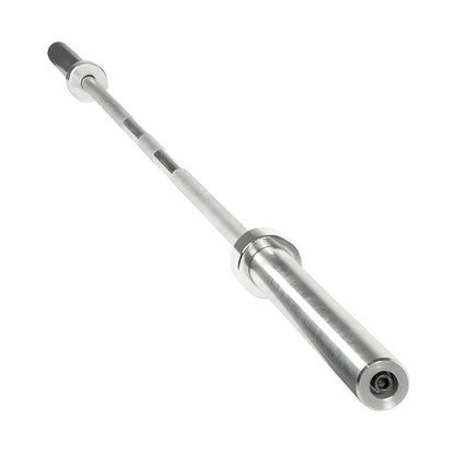 Silver metal barbell on a white background